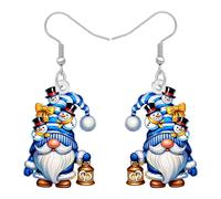 BAMAY Lindo Azul Navidad Gnome Pendientes para las Mujeres de Moda, Acrílico Holiday Pendientes colgantes Xmas Invierno Navidad Joyería Accesorios Santa Gnome Regalos para Niñas Mamá (Blue)