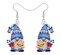 BAMAY Lindo Azul Navidad Gnome Pendientes para las Mujeres de Moda, Acrílico Holiday Pendientes colgantes Xmas Invierno Navidad Joyería Accesorios Santa Gnome Regalos para Niñas Mamá (Azul)