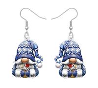 BAMAY Lindo Azul Navidad Gnome Pendientes para las Mujeres de Moda, Acrílico Holiday Pendientes colgantes Xmas Invierno Navidad Joyería Accesorios Santa Gnome Regalos para Niñas Mamá (Cerúleo)