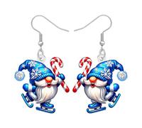 BAMAY Lindo Azul Navidad Gnome Pendientes para las Mujeres de Moda, Acrílico Holiday Pendientes colgantes Xmas Invierno Navidad Joyería Accesorios Santa Gnome Regalos para Niñas Mamá (Marina)