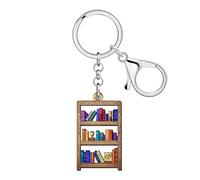 BAMAY Llavero Estantería Vintage Acrílico Accesorios Estantería Biblioteca Bibliotecario Regalos para Lectores Amantes de los Libros Mujeres Niñas (Marrón)