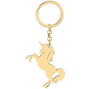 BAMAY Llavero Unicornio de Acero Inoxidable Cartera Llaveros de Coche Joyería Fantasía Caballo Regalos para Mujer Niña Unicornio Fiesta Favores (Dorado)