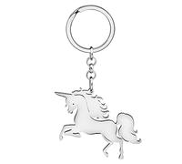 BAMAY Llavero Unicornio de Acero Inoxidable Cartera Llaveros de Coche Joyería Fantasía Caballo Regalos para Mujer Niña Unicornio Fiesta Favores (Plateado 192)