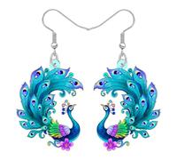 BAMAY Peacock Gifts Pendientes Acrílicos Con Forma De Pavo Real Joyería Estética Pendientes Con Pájaros Tropicales Regalos Para Amantes De Los Pájaros Y La Naturaleza Mujeres Y Niñas (Armada)