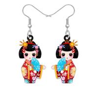 BAMAY Pendientes acrílicos de anime japonés Kokeshi con diseño de kokeshi, bonitos accesorios de cosas kawaii, regalos japoneses para amantes de Japón, joyería de disfraz para mujer, M, Acrílico Acero