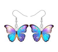 BAMAY Pendientes colgantes de mariposa monarca de insectos acrílicos, joyería azul, aretes de mariposa morpho para mujeres y niñas, regalos, Medium, Acrílico, Sin piedra preciosa
