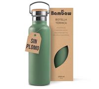 Bambaw Botella Acero Inoxidable 1 Litro Isotérmica, Botella Agua Termica 1 Litro, Boca Ancha para Infusor, Cantimplora 1l Acero Inoxidable Fácil de Limpiar, Garrafa de Agua 1l Térmica (Verde Salvia)