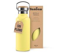 Bambaw Botella Acero Inoxidable 500ml, Botella Térmica para Bicicleta Apta para Portabidones, Cantimplora Gimnasio, Mantiene las Bebidas Frías 24h y Calientes 12h, Garrafa Agua Inox (Amarillo Girasol)