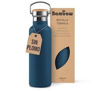 Bambaw Botella Agua Acero Inoxidable 1 Litro, Botella Termica 1 Litro para Bebidas Frías y Calientes, Cantimplora Acero Inoxidable Elegante, Garrafa de Agua 1l Térmica de Boca Ancha (Azul Índigo)