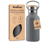 Bambaw Botella Agua Acero Inoxidable 350 ml, Botella de Agua Termica Para Bebidas Frías y Calientes, Garrafa Inox 350ml Fácil de Transportar y Limpiar, Garrafa Reutilizable con Asa (Gris Antracita)