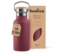 Bambaw Botella Agua Acero Inoxidable 350ml, Botella Isotermica Deporte de Boca Ancha Fácil de Limpiar, Cantimplora Termica de Acero Inoxidable, Garrafa Inox 350ml con Asa (Rojo Cereza)
