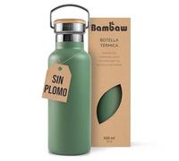 Bambaw Botella Agua Acero Inoxidable 500ml, Cantimplora Gimnasio de Boca Ancha con Asa, Botella Térmica para Bicicleta y Trabajo, Garrafa Isotermica para Bebidas Frías y Calientes (Verde Salvia)