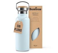 Bambaw Botella Agua Acero Inoxidable 500ml, Garrafa Reutilizable Isotérmica, Mantiene las Bebidas Frías 24h y Calientes 12h, Botella Térmica para Bicicleta y Trabajo, Garrafa Agua Gym (Azul Celeste)