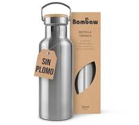 Bambaw Botella Agua Acero Inoxidable 750ml, Botella Termica Acero Inoxidable para Bebidas Frías y Calientes, Garrafa Inox Duradera Anticorrosión, Garrafa Termica 750ml para Posavasos (Acero Nature)