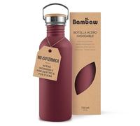 Bambaw Botella agua acero inoxidable 750ml No Térmica, Botella de agua roja, Cantimplora acero inoxidable, Botella de agua deportiva, Botella reutilizable agua - Rojo cereza