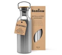 Bambaw Botella Agua Inoxidable 500ml | Botella Ecológica No Térmica | Cantimplora de Acero Inoxidable | Fácil de Limpiar | Botella de Agua Reutilizable | Botella Agua para Niños | Libre de BPA