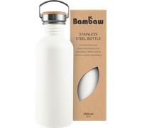 Bambaw Botella agua acero inoxidable 1 litro No Térmica, Botella de agua blanca, Botella agua gimnasio, Botella agua deportiva, Botella metálica - Blanco polar