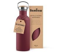 Bambaw botella de agua de 16 onzas sin aislamiento, metal roja, acero inoxidable, una sola pared, a prueba de fugas para la escuela
