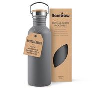 Bambaw Botella de agua de acero inoxidable, 750 ml, botella deportiva gris, botella de agua metálica sin aislamiento, reutilizable, 750 ml, termo sin BPA, a prueba de fugas, color gris tormenta