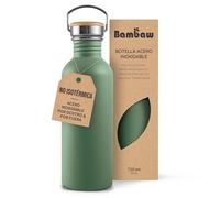 Bambaw Botella de agua de acero inoxidable de 24 onzas, verde, apta para lavavajillas, no aislada, sin pajilla, color verde salvia