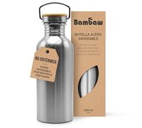 Bambaw Botella de Agua de Acero Inoxidable No Térmica, Reutilizable, Mantiene la Temperatura, Botella de 1L