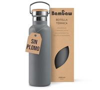 Bambaw Botella de Agua Termica 1 Litro, Botella Agua Acero Inoxidable 1 Litro con Asa, Cantimplora Acero Inoxidable Fácil de Transportar para Trabajo, Escuela o Gimnasio, Garrafa Inox (Gris Antracita)