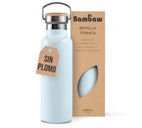 Bambaw Botella Isotermica 1 Litro, Botella Agua Acero Inoxidable 1l para Viajar y Hacer Deporte, Cantimplora Termica 1 Litro Ligera y Hermética, Garrafa Termica 1l Reutilizable (Azul Celeste)
