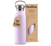 Bambaw Botella Isotermica 1 Litro, Botella Agua Acero Inoxidable Termica para Bebidas Frías y Calientes, Cantimplora Acero Inoxidable 1 Litro Hermética, Garrafa de Agua Termica 1l (Lila Lavanda)