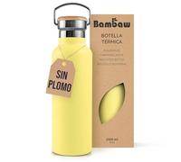 Bambaw Botella Isotermica 1 Litro, Botella de Agua Acero Inoxidable, Mantiene las Bebidas Frías 24h y Calientes 12h, Botellas Termicas Agua 1 Litro Hermética, Garrafa Reutilizable (Amarillo Girasol)