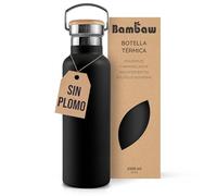 Bambaw Botella Isotermica 1 Litro, Botella de Agua Acero Inoxidable Resistente al Óxido, Cantimplora Acero Inoxidable Reutilizable y Duradera, Cantimplora Termica de Doble Pared (Negro Ébano)