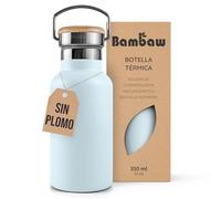 Bambaw Botella Isotermica 350 ml, Botella Agua Acero Inoxidable 350 ml que Cabe en Posavasos, Cantimplora Gimnasio Fácil de Transportar, Garrafa Inox de Boca Ancha Apta para Infusiones (Azul Celeste)