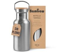 Bambaw Botella Termica 350 ml, Botella Agua Acero Inoxidable 350 ml Fácil de Transportar, Cantimplora Gimnasio Metal Hermética y Reutilizable, Cantimplora Termica Mantiene Calor y Frío (Acero Nature)