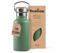 Bambaw Botella Termica 350 ml, Botella Agua Termica Acero Inoxidable Elegante y Duradera, Garrafa Inox 350ml Apta para Posavasos, Garrafa Isotermica de Doble Pared y Boca Ancha (Verde Salvia)