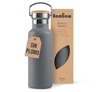 Bambaw Botella Termica 750ml, Botella de Agua Acero Inoxidable para Trabajo, Escuela o Gimnasio, Cantimplora Acero Inoxidable Isotérmica de Doble Pared, Garrafa Agua Inox con Asa (Gris Antracita)