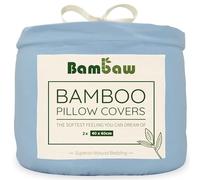 Bambaw Funda Almohada 40x60 Bambu, Pack de 2, Sabana Bambu Antibacteriana, Sabanas Enfriadoras Antiacaros, Sábanas Refrigerantes para Todo el Año, Fundas de Almohada 60x40 cm (Azul Claro)