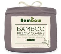 Bambaw Funda Almohada 40x80 cm Bambú, Pack de 2, Funda Almohada Sudor Anticalor, Sabanas Frio para Verano e Invierno, Sabanas Termorreguladora Sostenibles, Sábanas Bambú Suaves (Gris Oscuro)