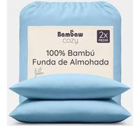 Bambaw Funda Almohada 50 x 70 cm Bambú, Pack de 2, Sábanas Frescas Verano e Invierno, Sabanas Refrigerantes Antiacaros, Funda de Almohada Transpirable, Sabana Bambu Certificada Oeko-Tex (Azul Claro)