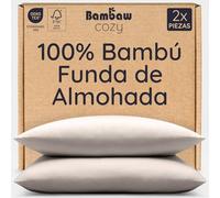 Bambaw Funda Almohada 70x50 cm Bambu, Pack de 2, Sabana Bambu Refrescante y Antialergico, Antiacaros Sabanas, Sábanas Frescas Verano Antiacne, Fundas Almohada Transpirable 50x70 cm (Arena)