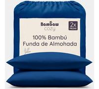 Bambaw Funda Almohada 70x50 cm Bambu, Pack de 2, Sabanas Fresquitas para el Verano, Bambu Sabanas, Funda Almohada Suave 50x70 cm con Efecto Enfriamiento, Certificado Oeko-Tex (Azul Marino)