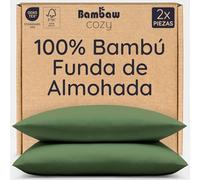 Bambaw Funda Almohada 80x40 cm Bambú, Pack de 2, Sabanas de Verano e Invierno Antiacaros, Funda de Almohada de Bambu Refrigerante, Sábanas Frescas Verano, Certificado Oeko-Tex (Oliva)