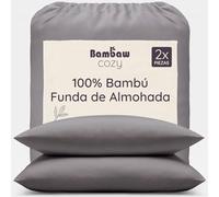 Bambaw Funda Almohada Bambu 65x65 cm, Pack de 2, Sábanas Refrigerantes y Antiacaros, Sabanas de Bambú Transpirables e Hipoalergenicas, Funda Almohada Antibacteriana Muy Suave (Gris Oscuro)