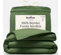 Bambaw Funda Nordica 155x220 Bambú, Funda Nordico Cama 90/105 cm, Sábanas Refrescante Verano e Invierno, Sábanas de Bambú Antiacaros y Termorreguladoras Certificadas Oeko-Tex (Oliva)
