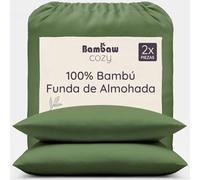 Bambaw Fundas Almohada 50x70 cm Bambú, Pack de 2, Sabana Frio Verano e Invierno, Sábanas Antiácaros y Antiarrugas, Sabanas de Bambu Frío y Suave, Funda Almohada 50x70 Hipoalergenico (Oliva)