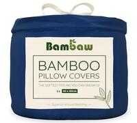 Bambaw Fundas Almohada 80x80 cm Bambú, Pack de 2, Sabanas Verano e Invierno Antiacaros, Sabana Termorreguladora para Frío y Calor, Fundas Almohadas Bambu Certificadas Oeko-Tex (Azul Marino)