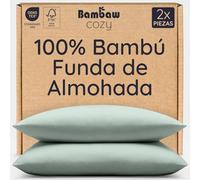 Bambaw Fundas Almohadas 50x75 cm Bambu, Pack de 2, Sabanas de Bambú Antiacaros y Refrescantes, Sábanas Refrigerantes Antibacterias, Fundas de Almohada 50x75 cm Certificadas Oeko-Tex (Verde Agua)