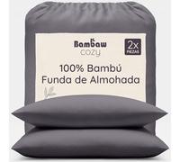 Bambaw Fundas de Almohada 75x50 cm Bambú, Pack de 2, Sabana Frio Verano, Sábanas Antiácaros, Sabanas Efecto Frio, Termicas y Antiarrugas, Fundas Almohadas Bambu 50x75 cm (Antracita)