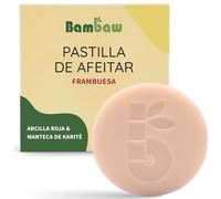 Bambaw Pastilla de afeitar mujer 80g, Pastilla de afeitar con manteca de karité & arcilla roja, Jabón natural ecológico, Pastilla jabón exfoliante, Jabón de afeitar de frambuesa