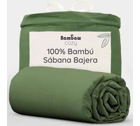 Bambaw Sabana Bajera 200x200 Bambu, Bolsillo 35 cm, Sabanas de Bambu 200x200 cm, Ropa de Cama Antiacaros de Bambú Hipoalergenico, Sabanas Fria para Verano Transpirables, Sabana 200x200 Suave (Oliva)