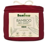 Bambaw Sabana Bajera 200x200 Bambú Cama 200cm, Bolsillo 35 cm, Ropa de Cama Antiacaros para Alergicos, Sábanas de Verano Refrescantes, Sabanas Bambu 200x200 Ultra Suaves (Borgoña)