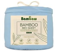 Bambaw Sabana Bajera 90x200 cm Bambú, Bolsillo 35 cm, Sabana Verano e Invierno para Cama 90, Ropa de Cama Antiacaros y Termorreguladora, Sabanas de Bambu 90x200 Anticalor (Azul Claro)